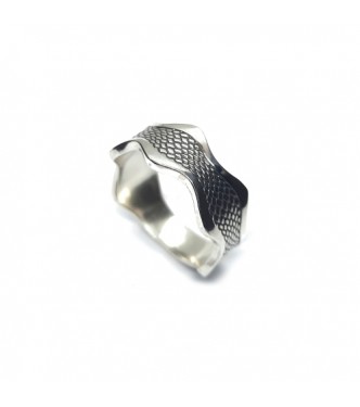 R002288 Handmade Sterling Silver Ring Wave Band Genuine Solid Stamped 925
